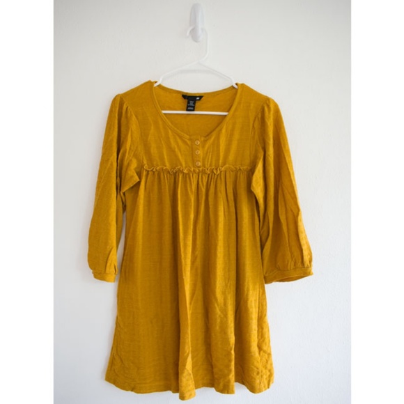 H&M Dresses & Skirts - H&M Mustard Yellow, Long-Sleeved Peasant Dress